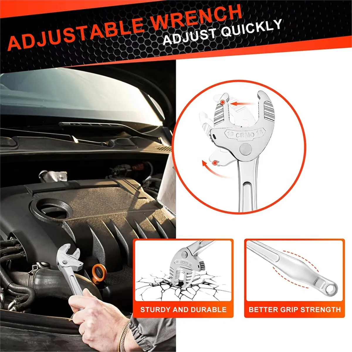 a1001p-~‌4pcs-set-of-crab-claw-multi-function-quick-adaptive-ratcheting-wrench-for-industrial-use-featuring-opening-design‌