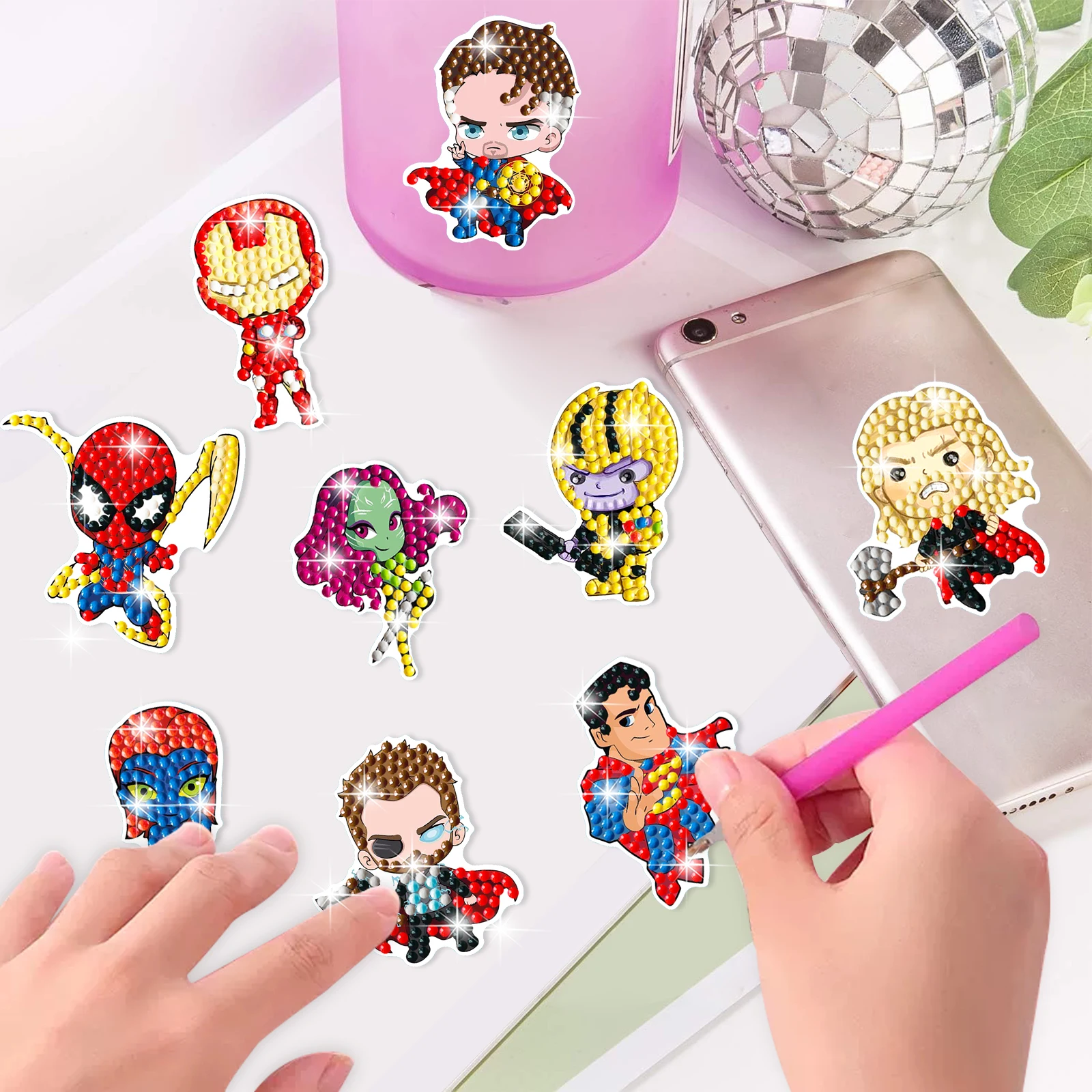 Cartoon Hero Children Diamond Painting Handmade Random Point Drill Stick Random Decoration sticker Suit Semi-Finished Product view 3