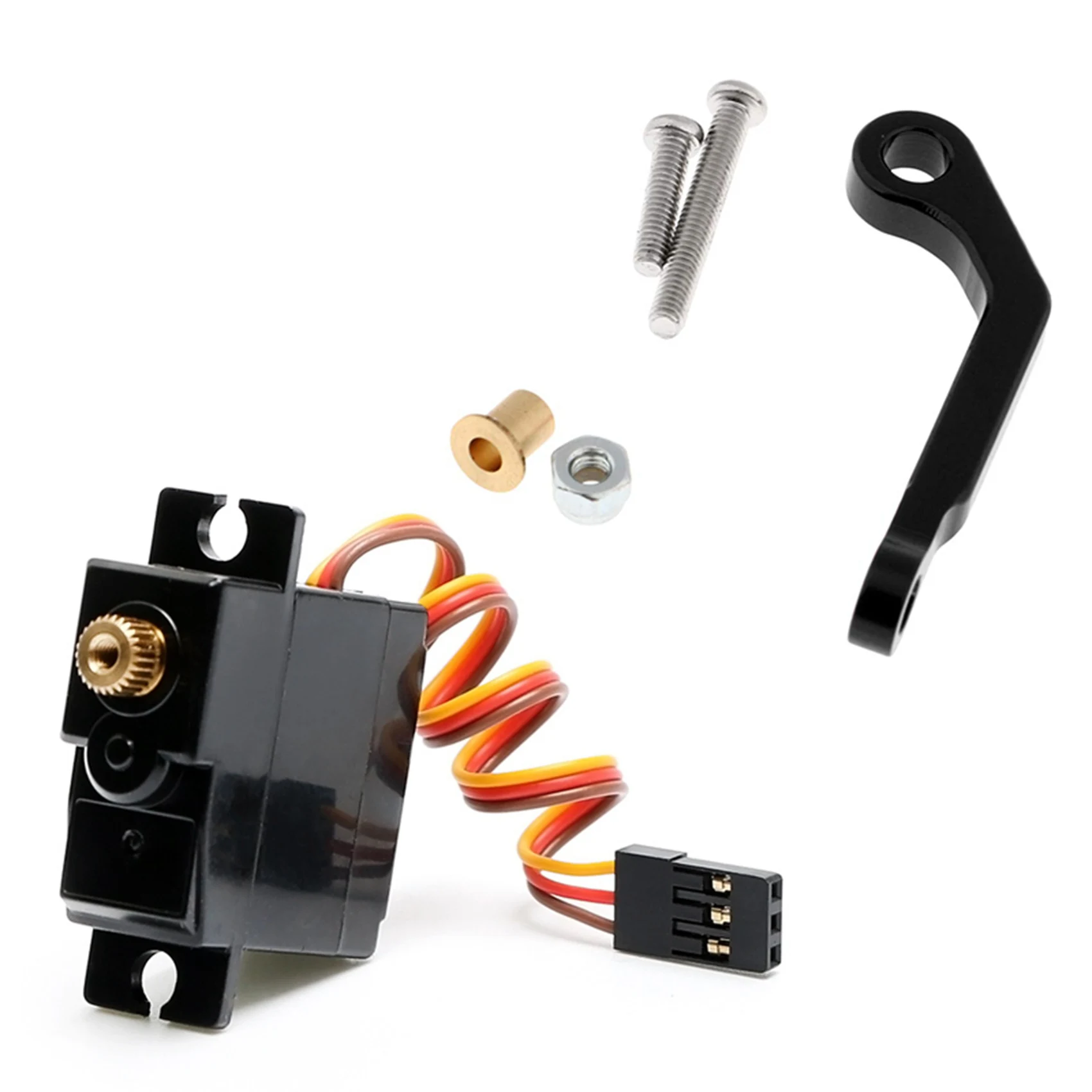 WOWFU-2 Set RC جزء السيارة: 1 قطعة 3.5 كجم ترقية ميتال جير سيرفو ومجموعة واحدة من قضيب سحب مؤازر معدني، أسود