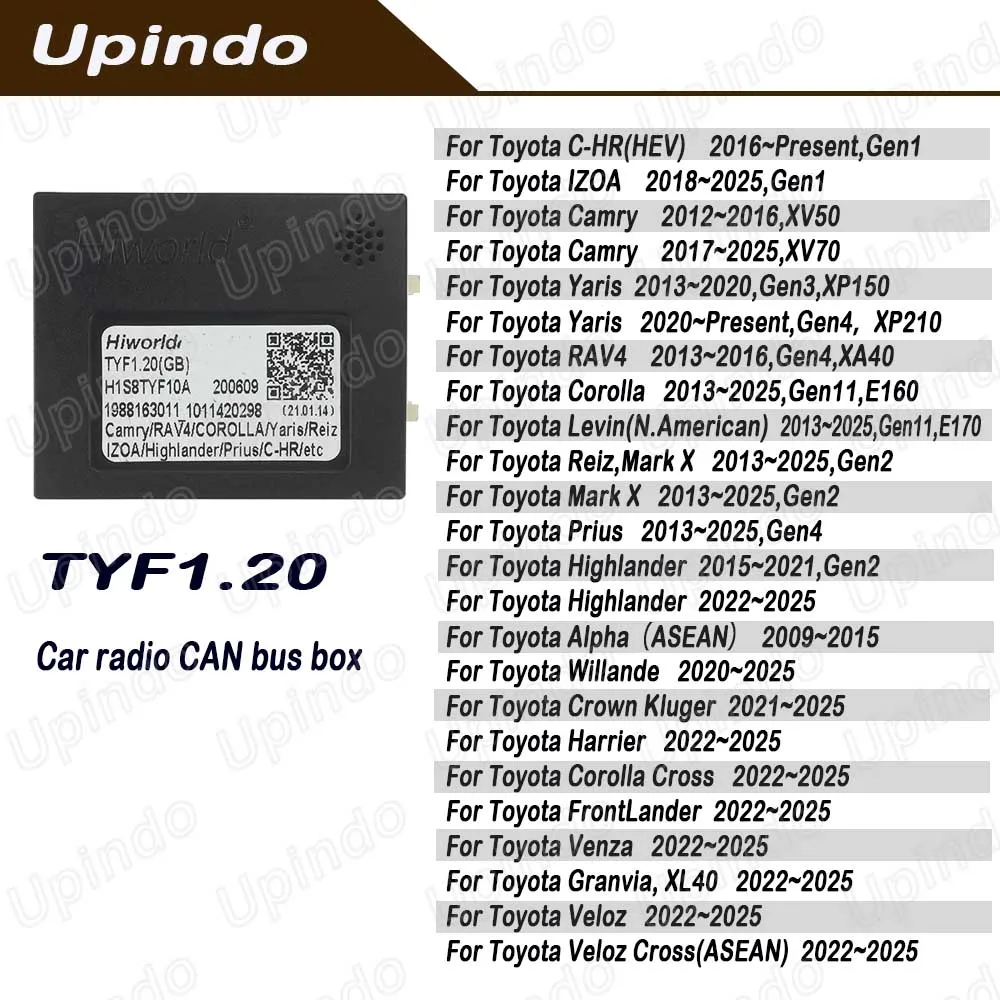 Car Android Stereo Radio CAN Bus Decoder Adapter For Toyota Corolla Yaris Reiz IZOA Prius C-HR Camry Highlander RAV4 Levin Venza