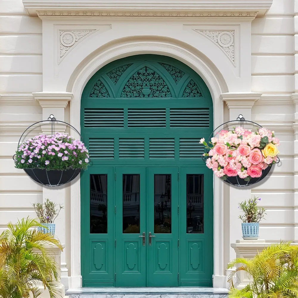 3pcs Reusable Half Round Planter Liners 16 Inch 12 Inch Fabric Planter Liners Half Circle Black Flower Pot Liners Wall Mount Use