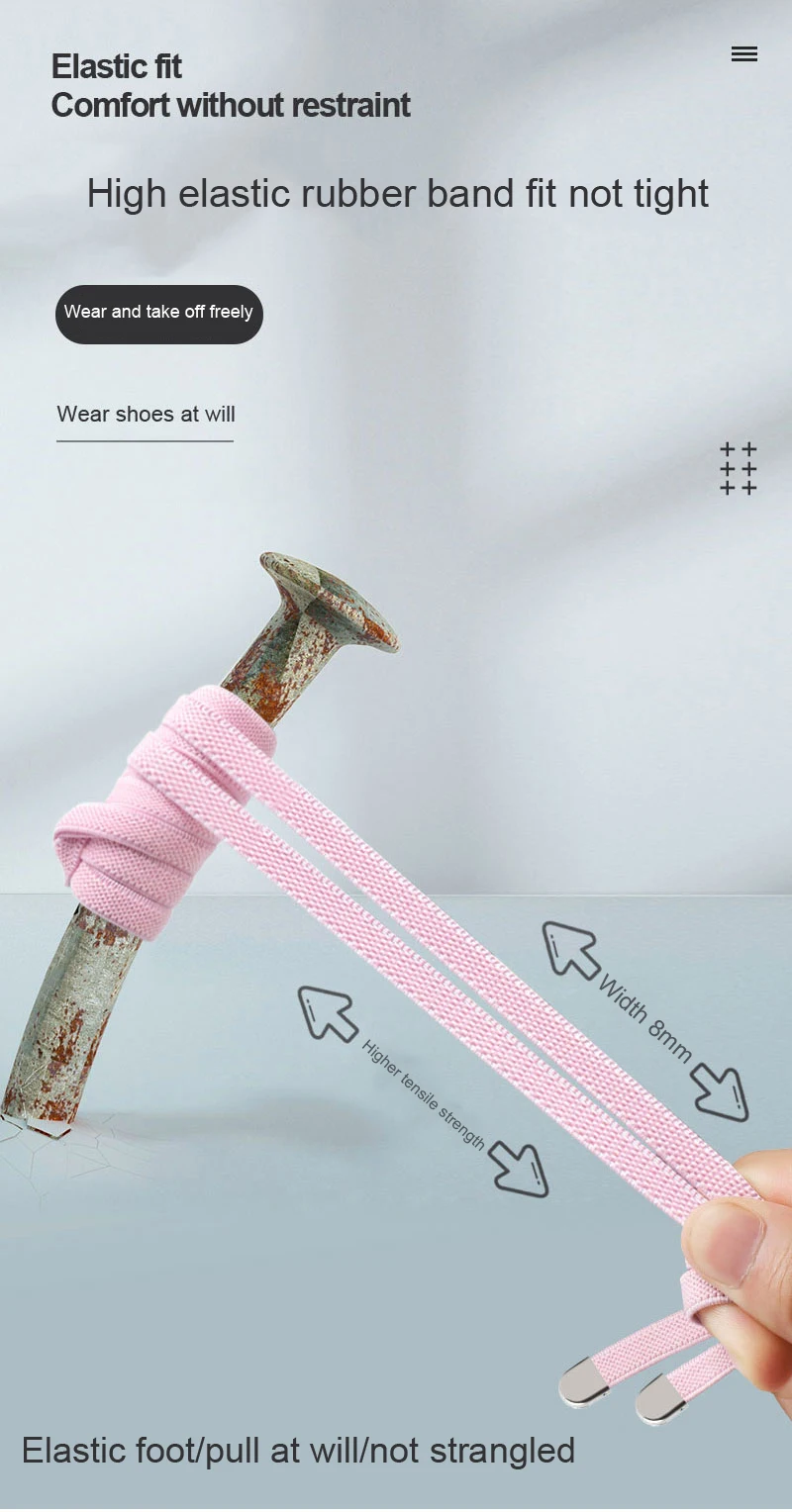New Upgrades Widen 8MM Flat Elastic Laces Sneakers Shoelaces Without Ties Kids Adult Quick Lace Rubber Sports Shoestring 1Pair