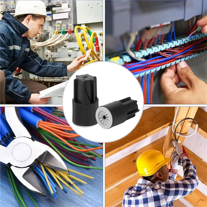 

100Pcs Waterproof Wire Nuts,Outdoor Electrical Wire Connectors For Sprinkler LED Landscape Light Irrigation Valves Black-A68E
