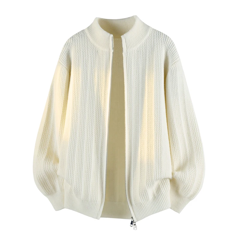 

Высококачественный вязаный кардиган мужской, весенне-осенняя верхняя одежда, шерстяной свитер с воротником-стойкой, однотонный вязаный свитер-жакет, новинка