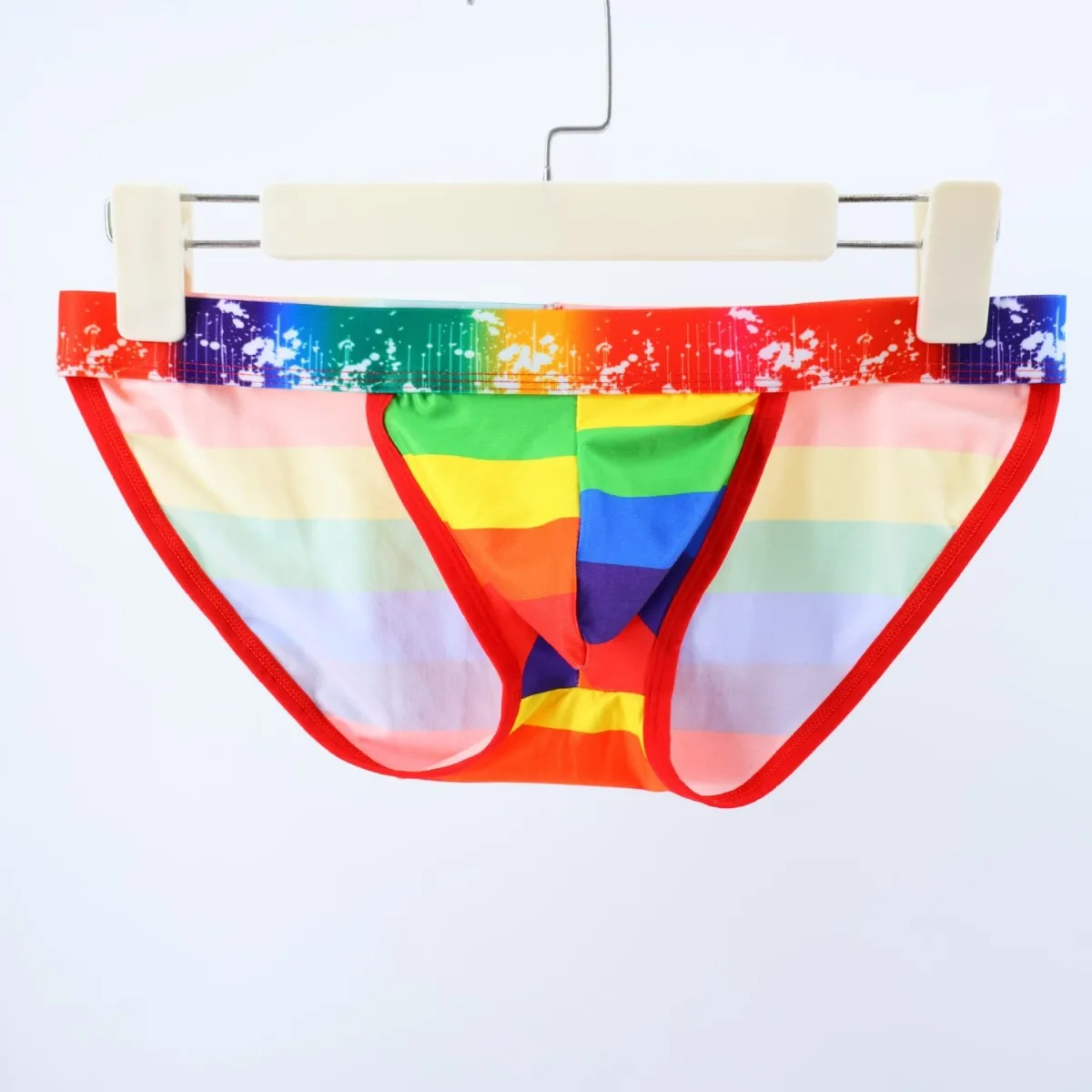 Men‘s Sexy Brief Colorful Gay Erotic Low Waist U Convex Pouch High Fork Underwear Youth Breathable Comfortable Sports Underpants