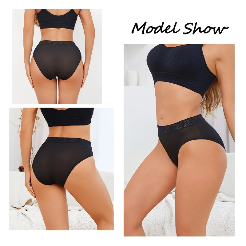 4 قطعة/المجموعة المرأة سلس مثير سراويل داخلية نسائية من الدانتيل بلون كبير الحجم الأم سراويل مريحة تنفس ملخصات مخطط الملابس الداخلية