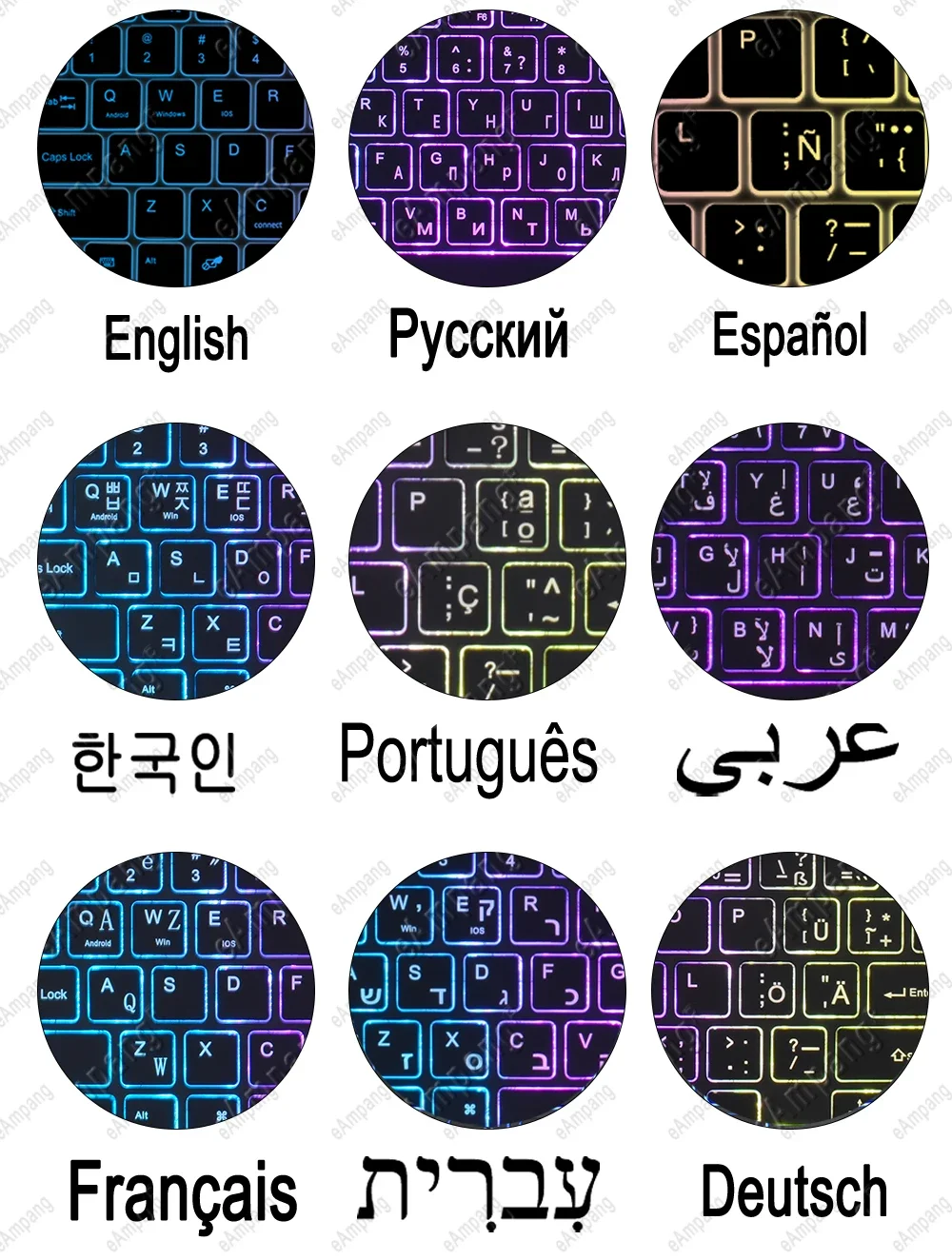 Cases Keyboard Case For Samsung Galaxy Tab S9 FE S9FE WIFI 5G 10.9 X510 X516B AZERTY Korean Hebrew Spanish Portuguese Russian Ke