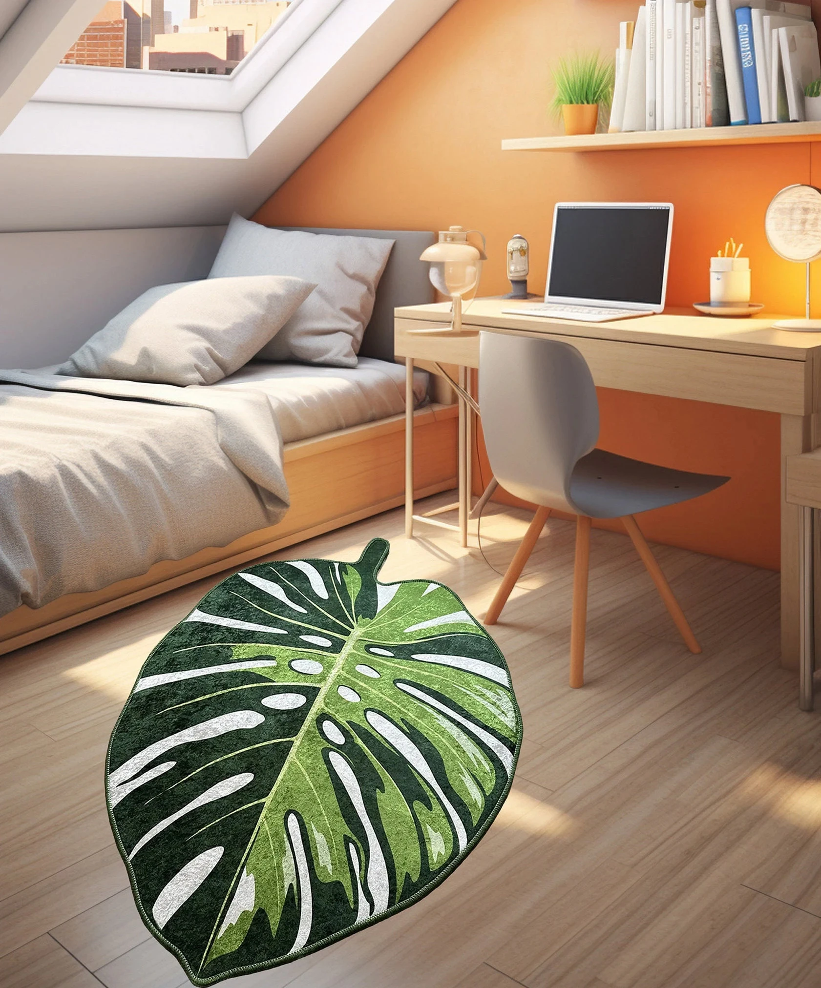 

Monstera Rug Monstera Home Decor Washable Rug Green Rug Housearming Gift Bath Rug Bedroom Rug Home Gift Living Room Area Rug