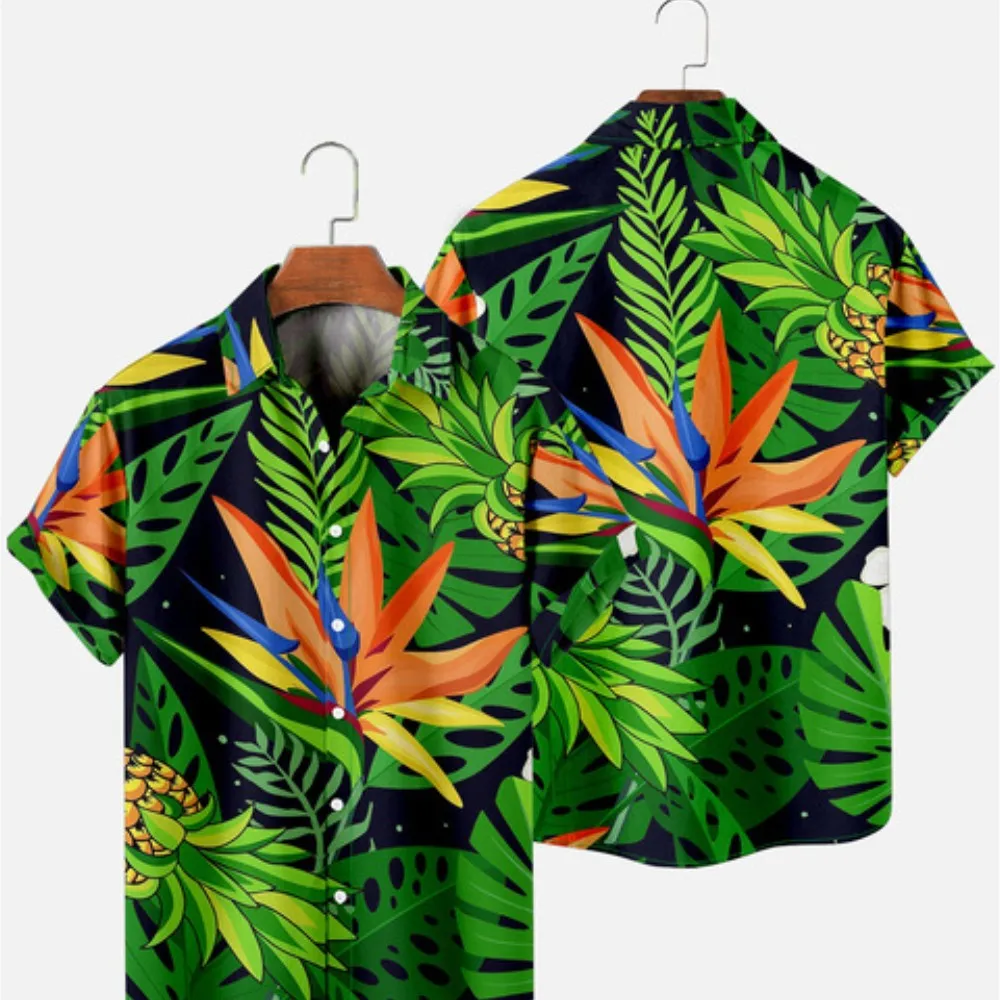 Hawaiian Men's Floral Casual Korean Shirt Print Short Sleeve Summer Beach Vacation For Fashion Lapel Sale