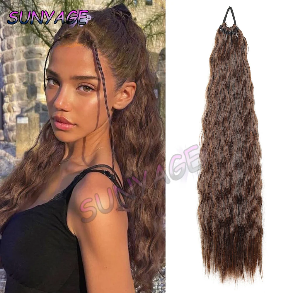 

24-дюймовая женская 11-ниточная плетеная резинка из синтетического кукурузного уса, хвост светло-коричневого цвета для золота, Хэллоуин и Рождество, partie