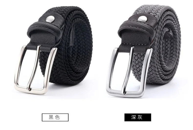 2024 Männer Gürtel elastisch gewebt 3,3 cm breit blau schwarz braun Luxus Geschenk Mädchen passend Jeans Accessoires 90cm-135cm – Detail 3