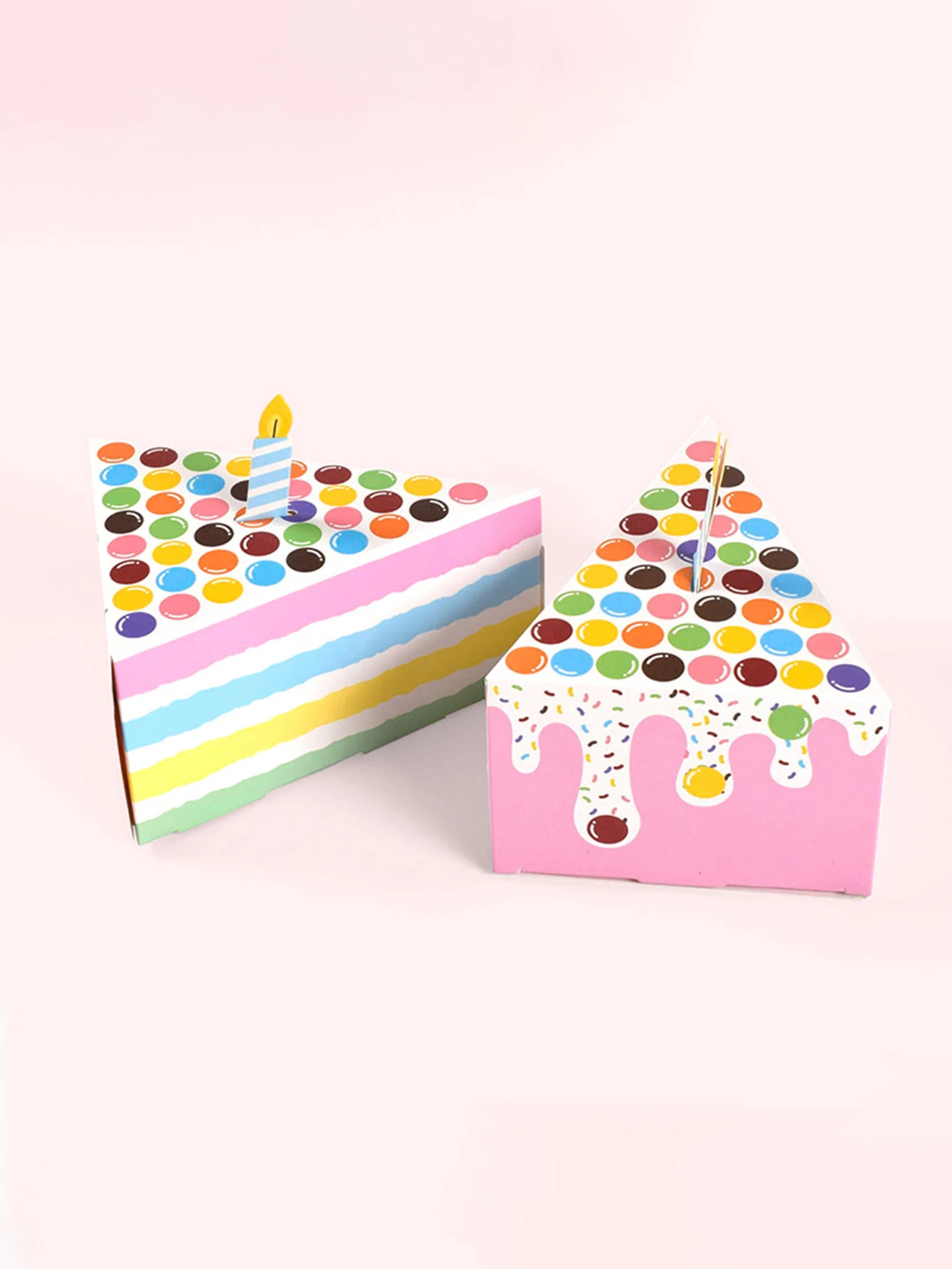 15pcs Cute Creative Triangular Cake Shape Wedding Candy Box Birthday Party Colorful Gift Packaging Box Cake Gift Box