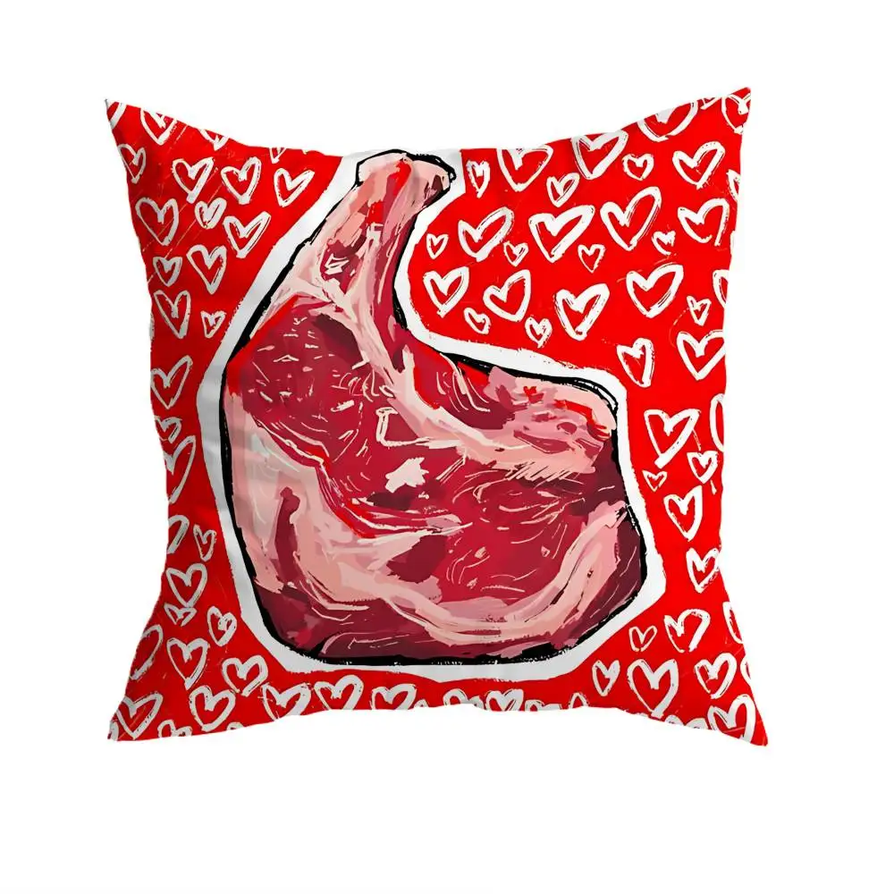 Funny Meat Design pillowcase casual style decoration, suitable for home decoration (excluding pillow core)