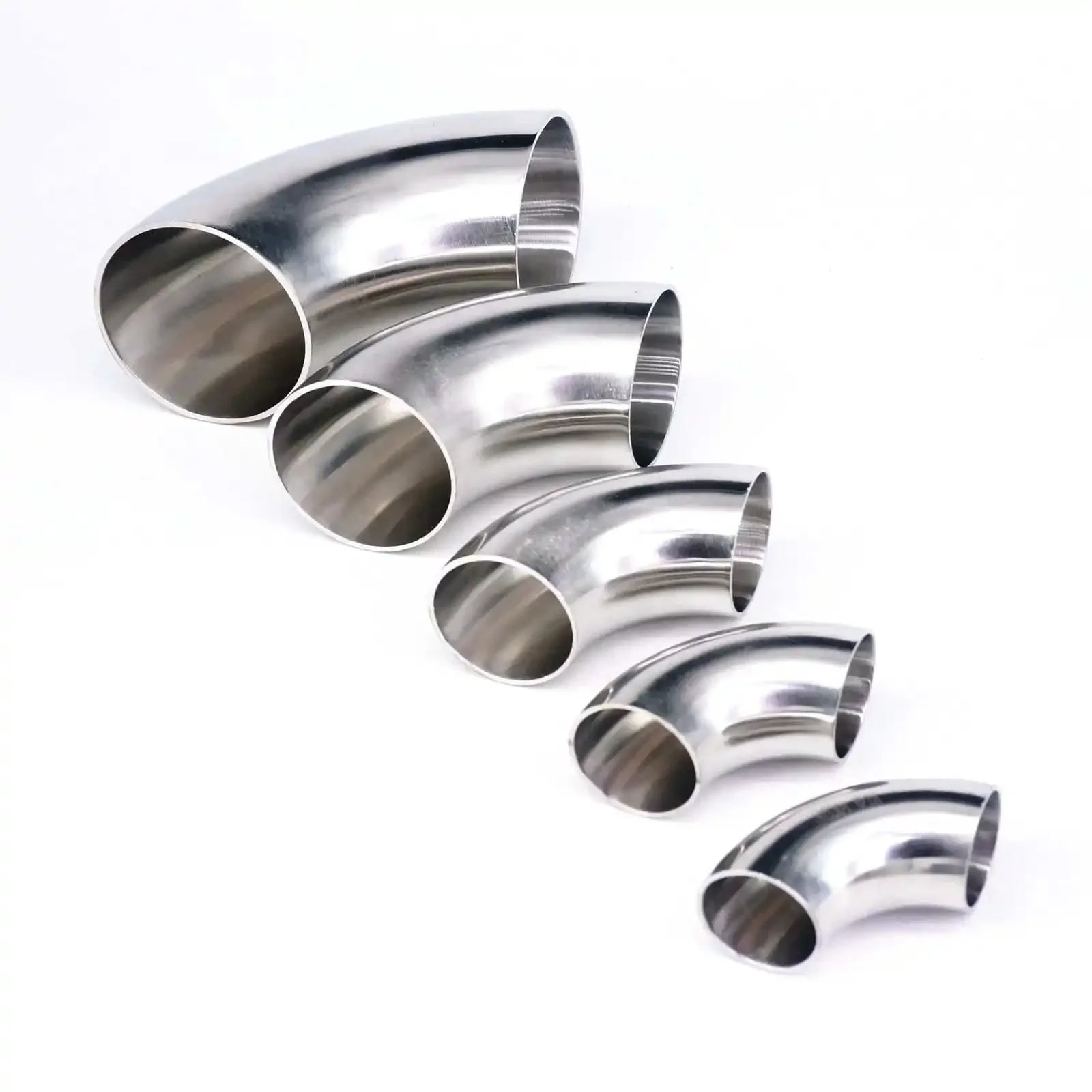 Hygiene Outer Diameter 57/60/63/76mm Thickness 2mm 304 Stainless Steel Round Elbow 90 Degree Sanitary Pipe Fittings Adapter