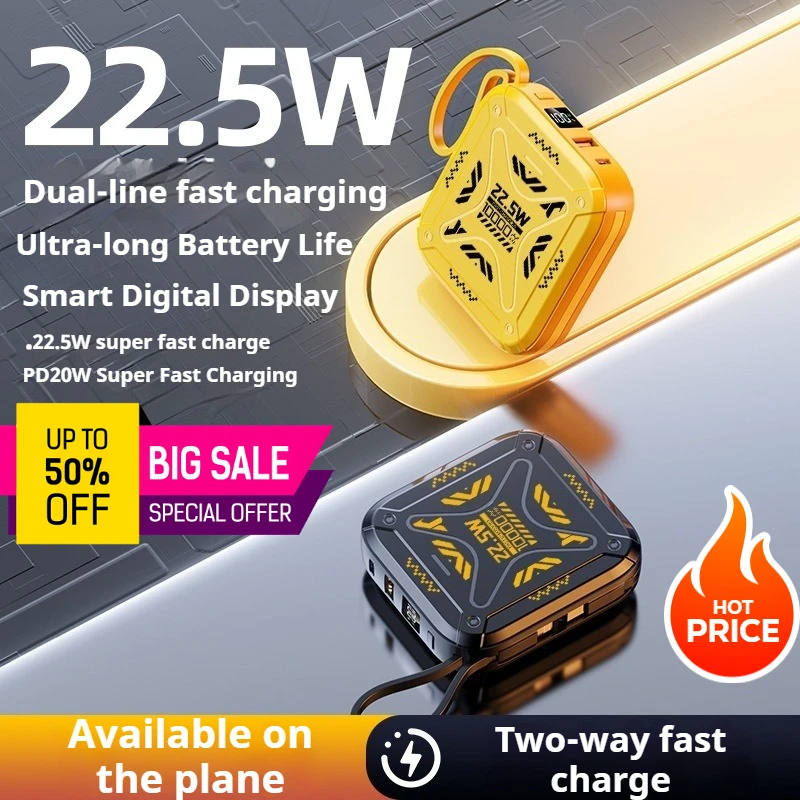 

Comes with a 22.5W fast charging power bank and 10000mAh gallium nitride lightweight mini mobile power bank