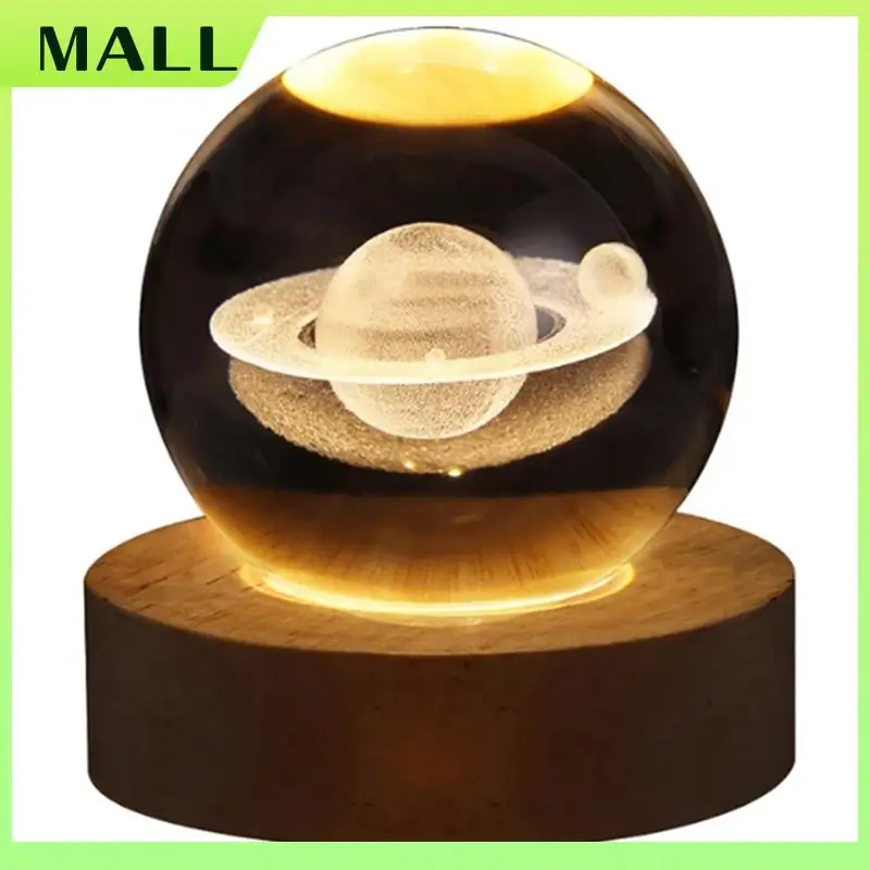 MALL Regalo di San Valentino Lampada a sfera di cristallo galassia Lampada lunare pianeta 3D Luce notturna a LED USB A