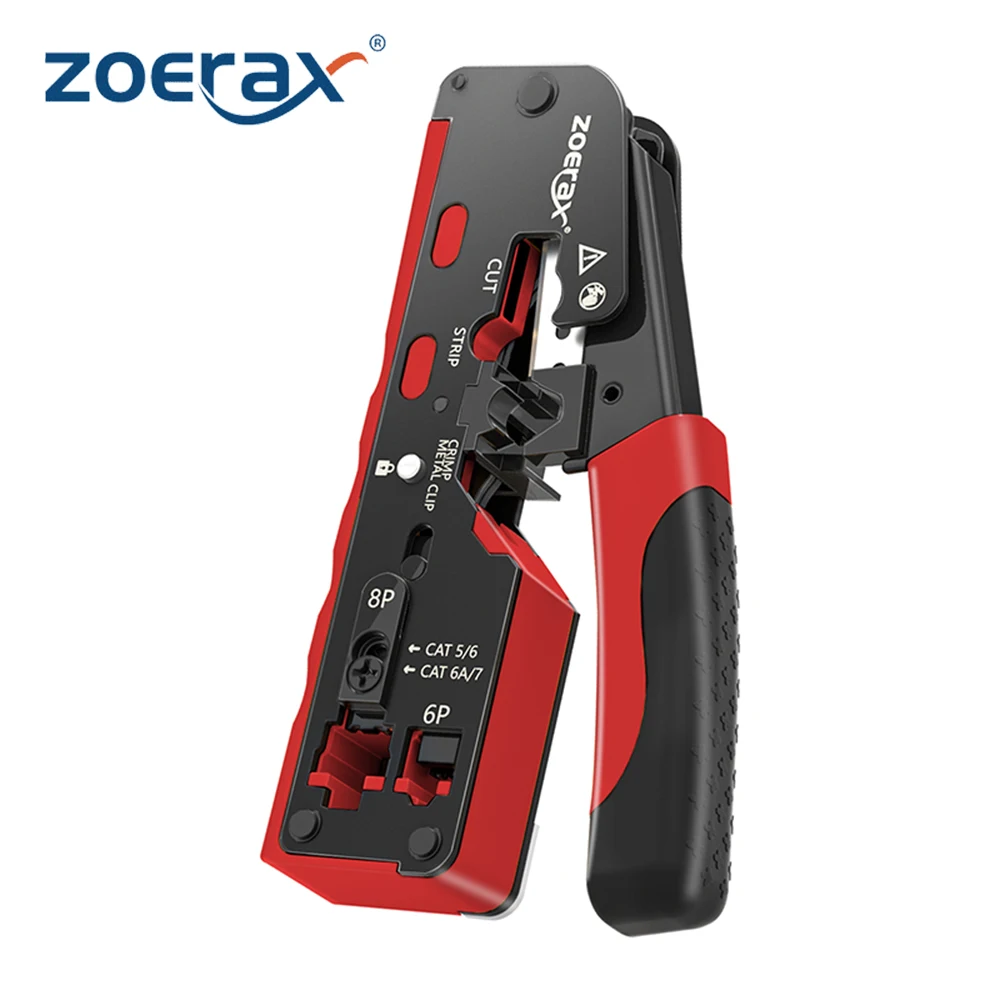 ZoeRax RJ45 Crimping Tool for Cat7 Cat6a Cat6 Cat5e Ethernet Connectors Wire Cutter Ethernet Crimper With Replacement Blade