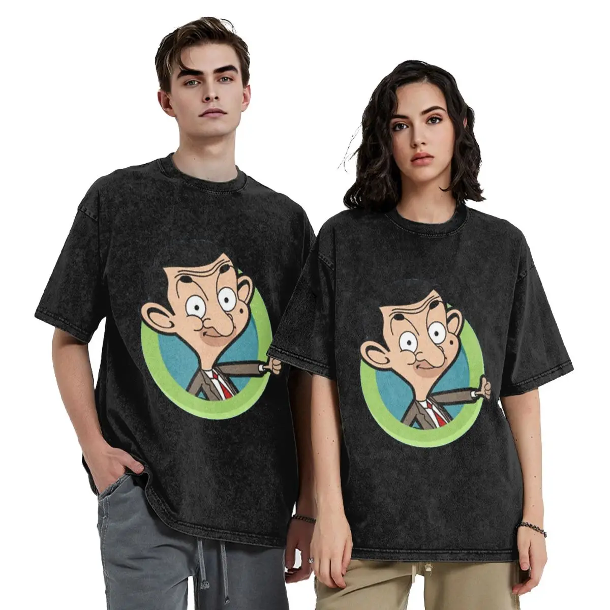 Mr Bean Washed T Shirts Cotton Short Sleeve Hip Hop T-Shirt Streetwear Tops Tees for Men Women