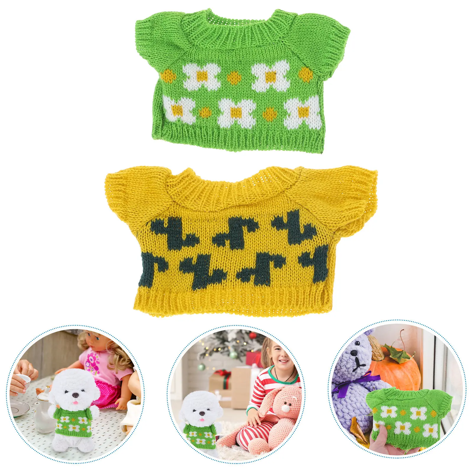 

2Pcs Soft Comfortable Sweaters for 30Cm Stuffed Bears Replacement Animal Clothing Cute Cartoon Design Playtime Display Accessory