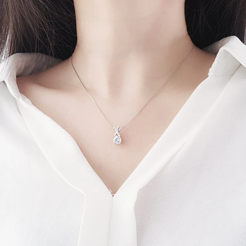 S925 Sterling Silver Luxury Zircon X-Shape Necklace for Women Exquisite CZ Clavicle Chain Necklace Fine Jewelry Wholesale NK023