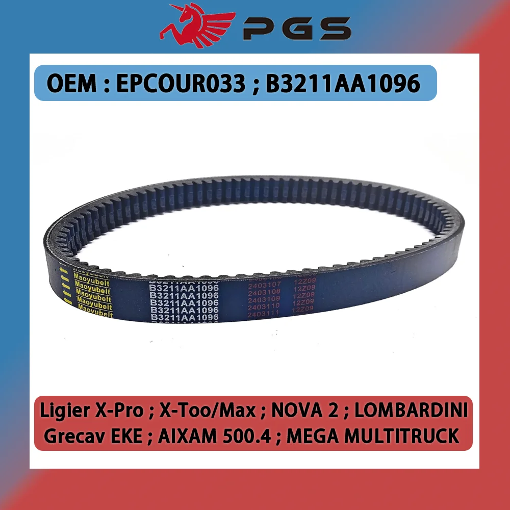 PGS 922X28 Motorcycle Transfer Clutch Drive Belt For EPCOUR033 B3211AA1096 AIXAM 500.4 Grecav EKE Ligier X-Pro X-Too/Max NOVA 2