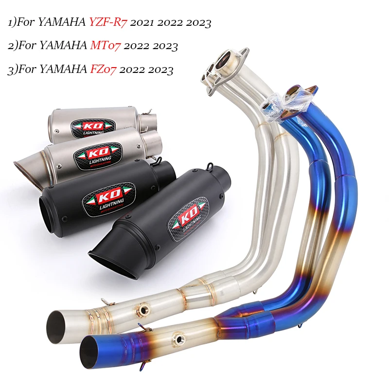 

For YAMAHA R7 MT07 FZ07 2021 2022 2023 Slip On Motorcycle Exhaust System Mid Connect Pipe 51mm Muffler Baffle With DB Killer