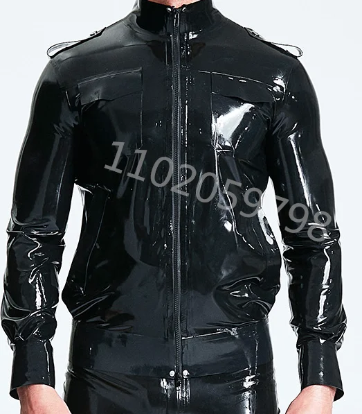 

Natural Latex Catsuit 0.4mm man's latex jacket 100% glued handmade