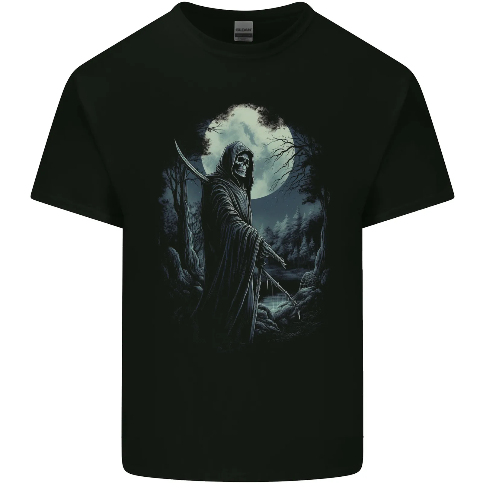 

Grim Reaper Returning From Hell Skull Mens Cotton T-Shirt Tee Top