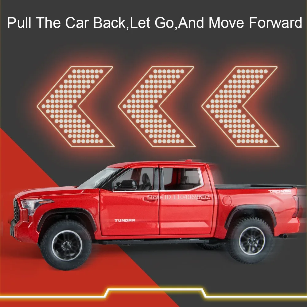 1:24 تندرا تاكوما سيينا نموذج سيارات لعب سبيكة دييكاست الصوت ضوء الأبواب مفتوحة التراجع زخرفة لعبة المركبات للأطفال الهدايا