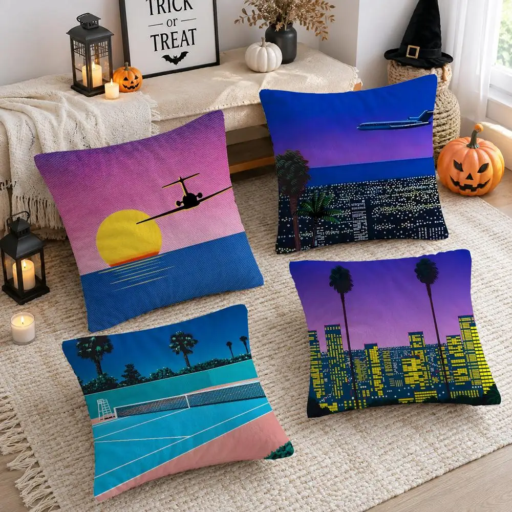 Pretty Art H-Hiroshi Nagai Cushion Cover Plush Decorative Pillow Case With Hidden Zipper Cutecore Room Decor For Home