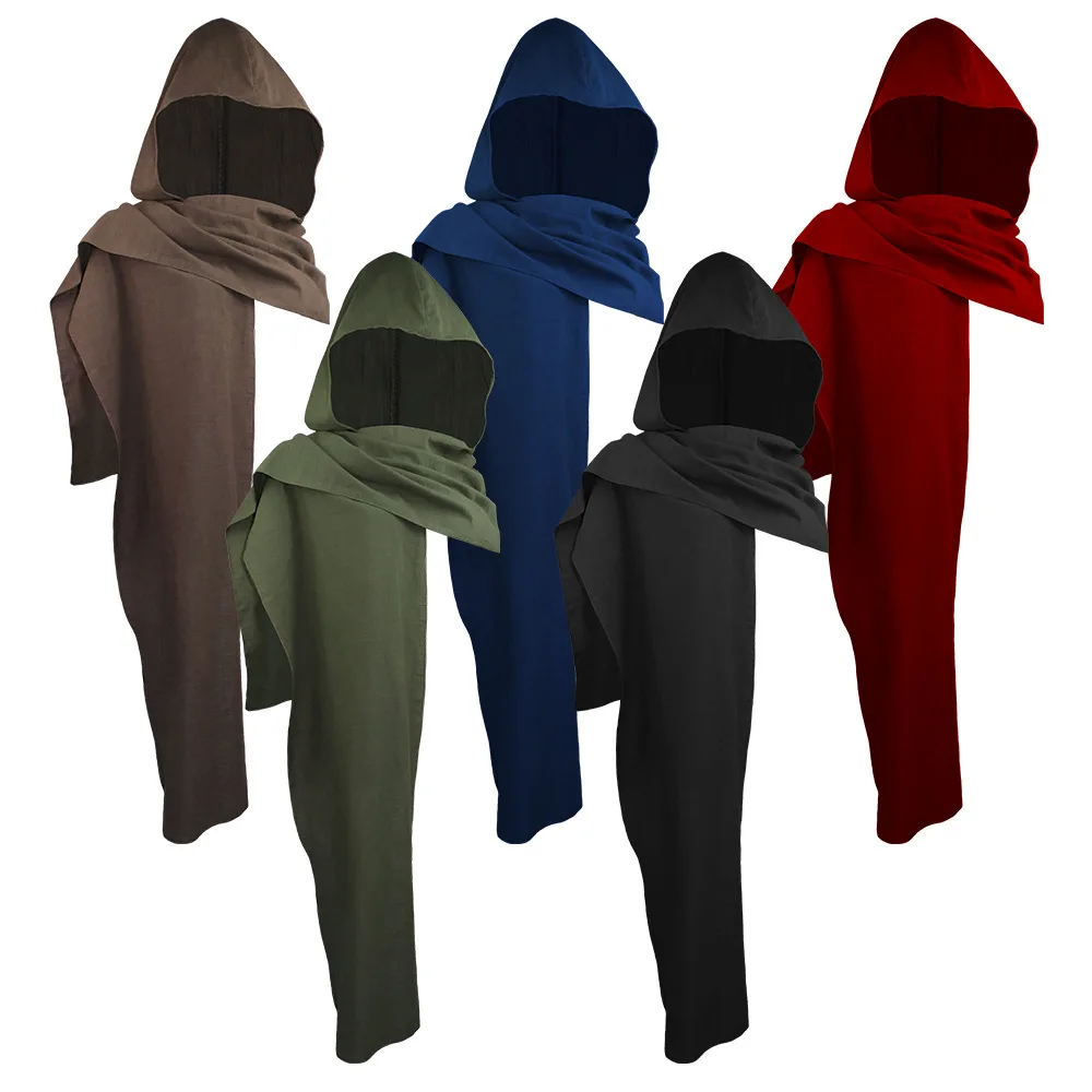 

Cosplay Men's Medieval Pirate Retro Hood Scarf Black Green Wrap Cloak Renaissance Halloween Masquerade Costume Shoulder Cowl