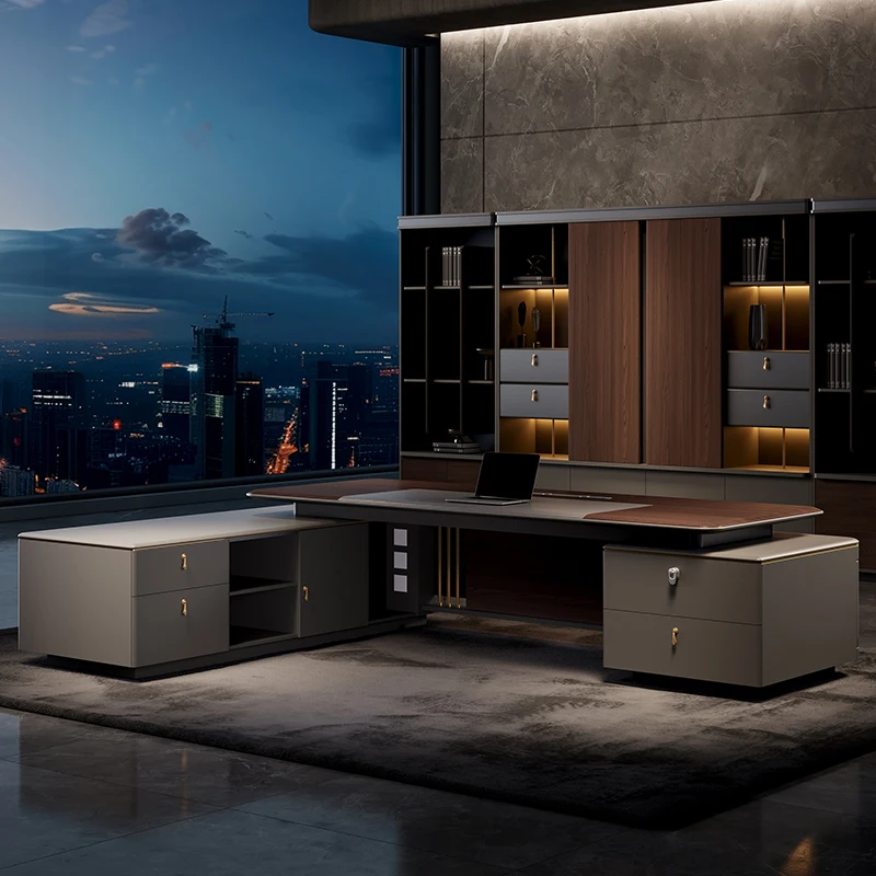 Modern Minimalist Executive Manager President Table Office Combination Furniture Filing Cabinet Luxury Large Computer Tables