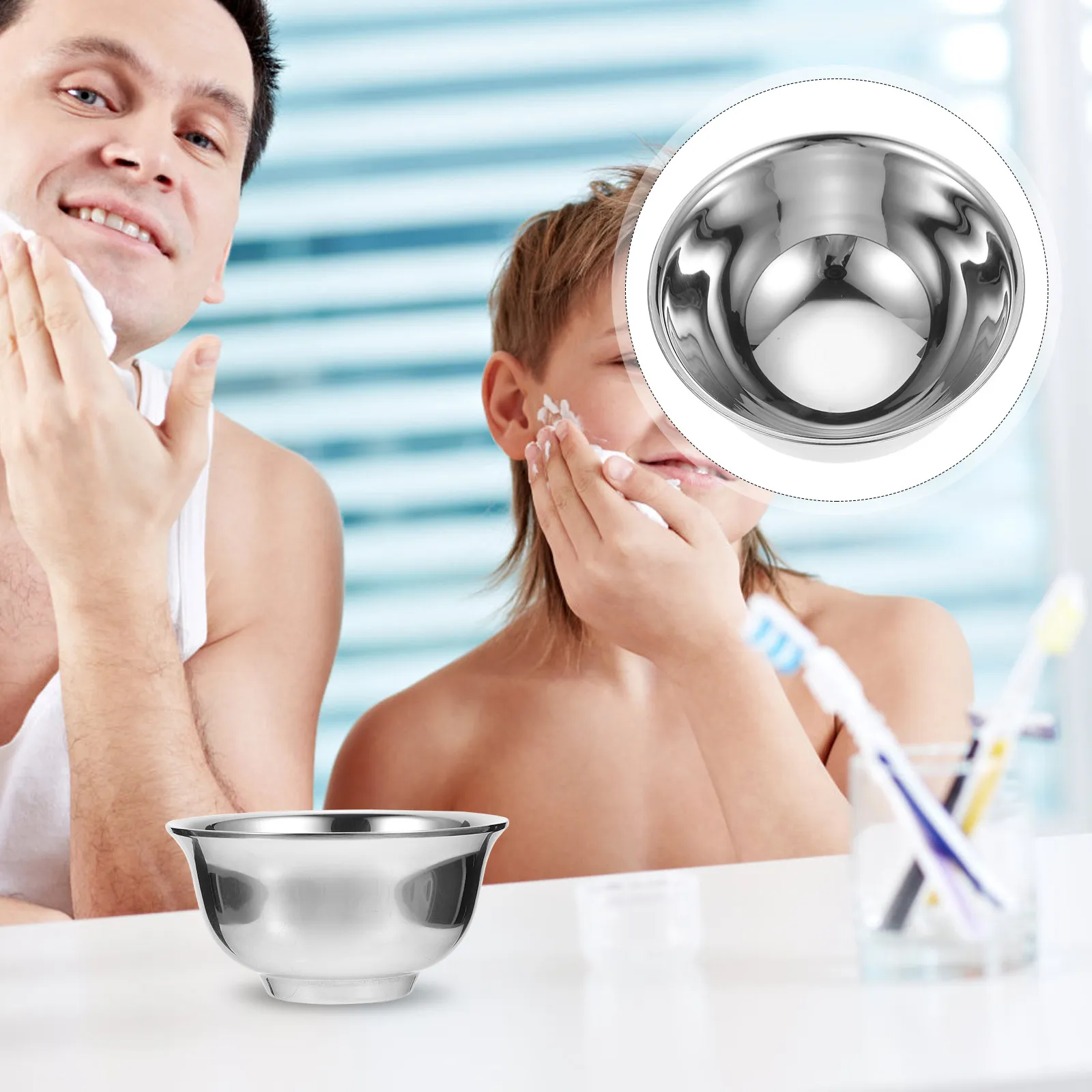 Men's Stainless Steel Shaving Soap Bowl Thick Round Material Safe Large Diameter Shaving Cream Cup Barber Tool Foam Bowl
