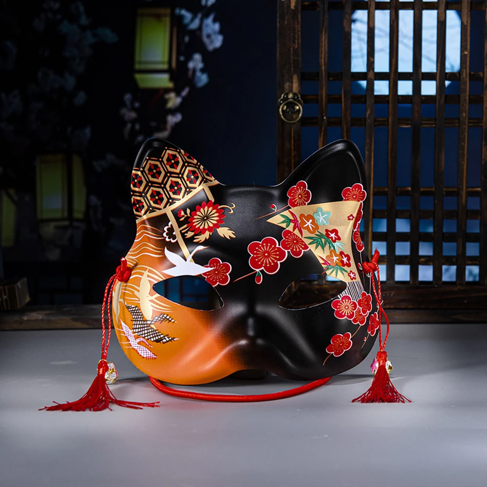 Masque de Cosplay, masque de chat peint coloré, demi-masque de Style japonais pour spectacles sur scène d'anime, Cosplay