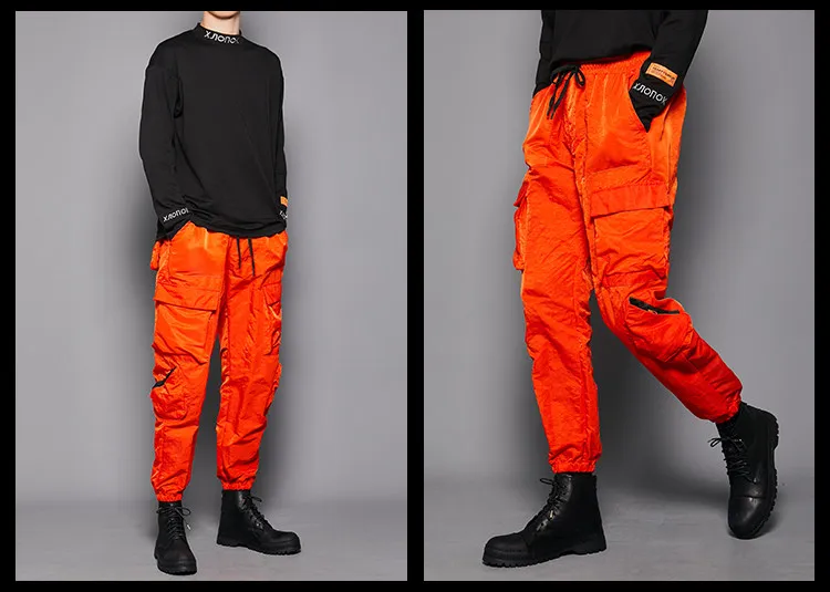 Design Men's Multi-Pocket Cut Street High Street Ankle Banded Pants National Fashion Casual Autumn Cropped Pants Fashion