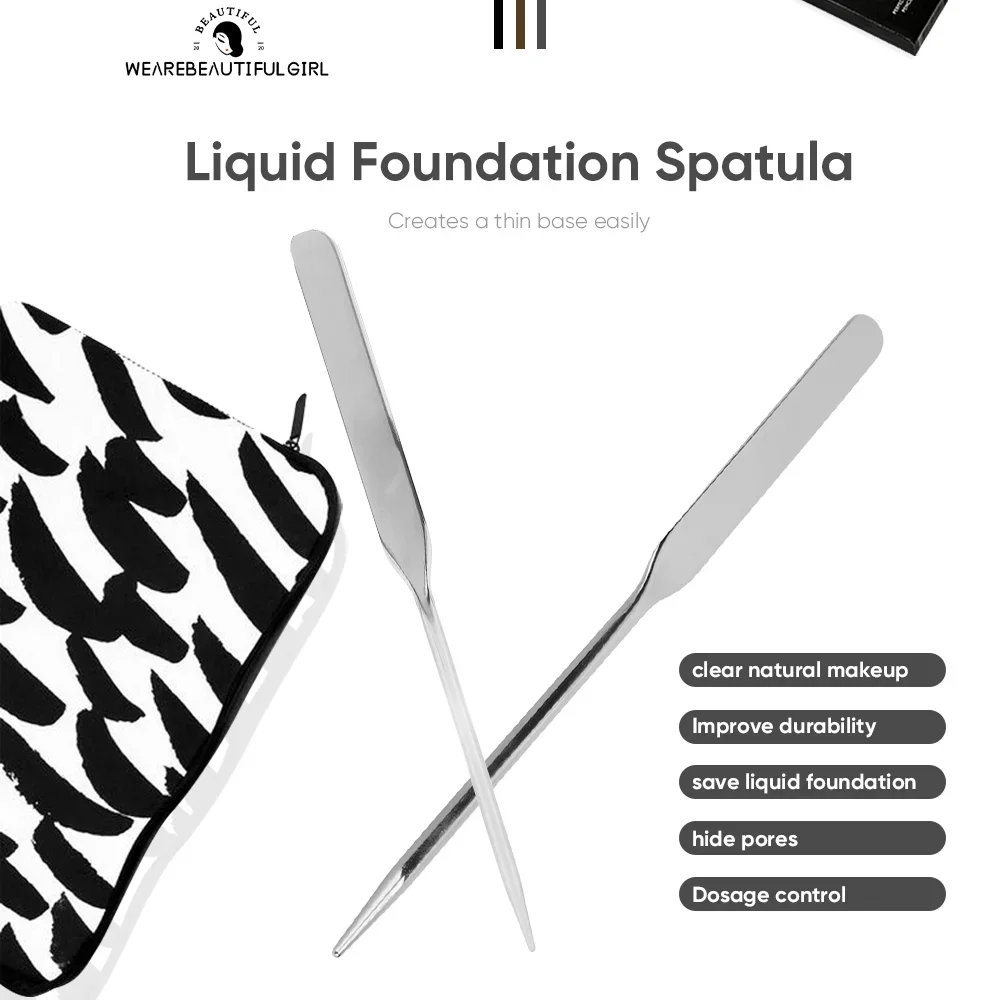 Liquid Foundation Spatula Spoon Stick Foundation Blender Stainless Steel Ergonomic Nail Art Makeup Stirring Rod Makeup Artist