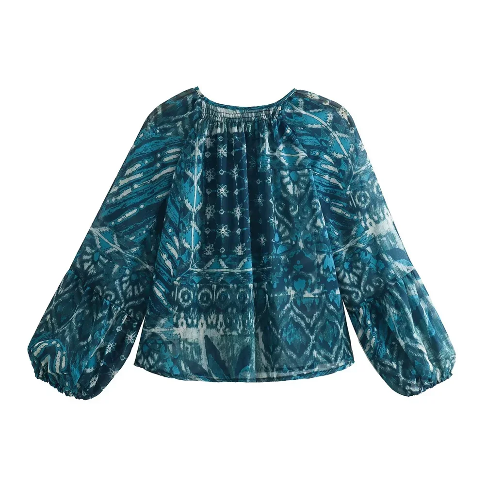 2025 printemps nouveau produit femmes mode décontracté col rond ample imprimé chemise imprimé cordon jupe ensemble