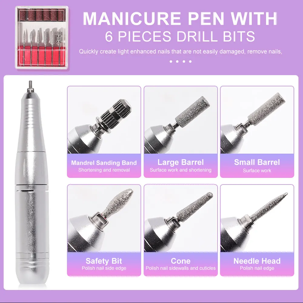 DianaBeauty 45000RPM الكهربائية المحمولة آلة حفر الأظافر قابلة للشحن لجل طلاء الأظافر المحمولة ملف الأظافر أدوات مانيكير