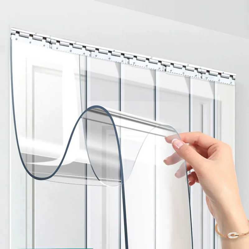 Smooth Waterproof Transparent PVC Door Curtain, Suitable for Thick Walking Refrigerated Curtains in Garages and Warehouses