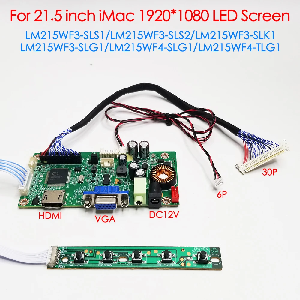 For 21.5 inch iMac 1920x1080 LM215WF3-SLS1 TLG1 LVDS 30P LCD LED HDMI VGA Audio PC Display Kit Monitor Driver Board Kit DC 12V