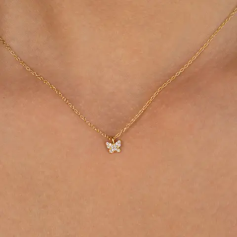 IOGOU 섬세한 나비 목걸이 진짜 스털링 실버 925 1.4MM D 컬러 Moissanite 펜던트 여자의 매력 보석 생일 선물