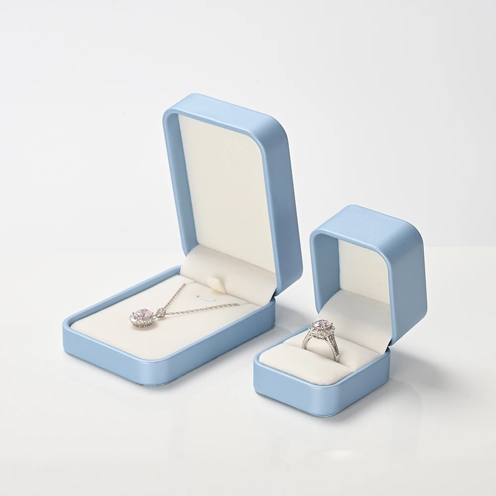 Ciyye Blue PU Leather Jewelry Storage Box Ring Necklace Earrings Packaging Gift Box Wedding Travel Jewelry Organizer Customizabl