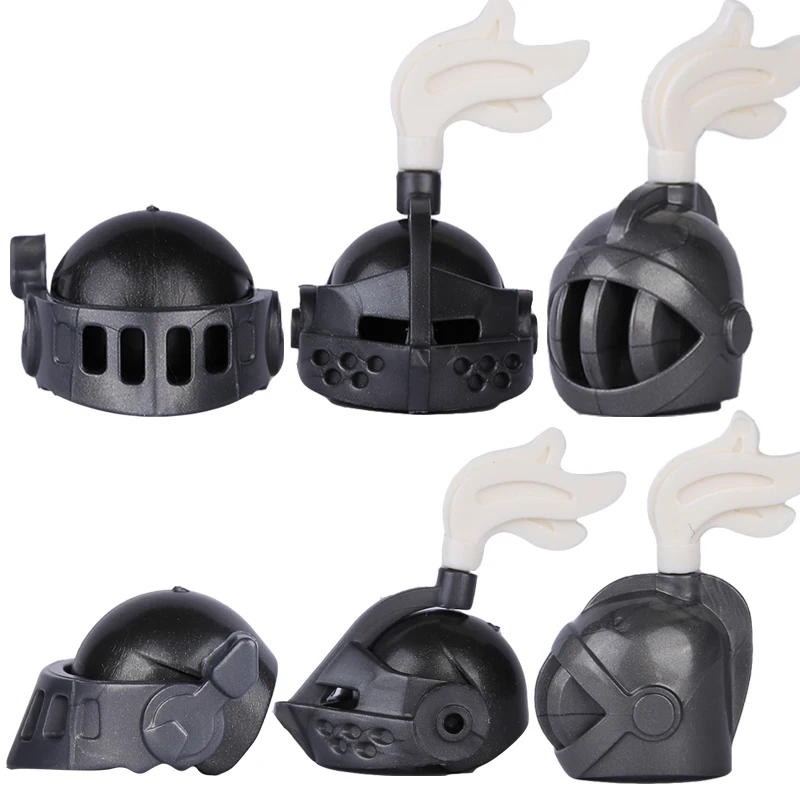 MOC Medieval Weapons Knights Helmets Building Blocks Soldiers Army Accessories Bricks Toys Kids Gift