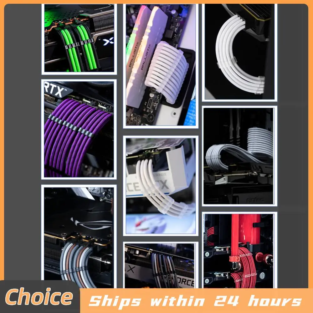 

24pcs/Set PC Cable Comb 24Pin 8Pin 6Pin Computer Cable Management Comb Fit for 3.0-3.6mm PC Computer Gesleeved Up Extension Clip