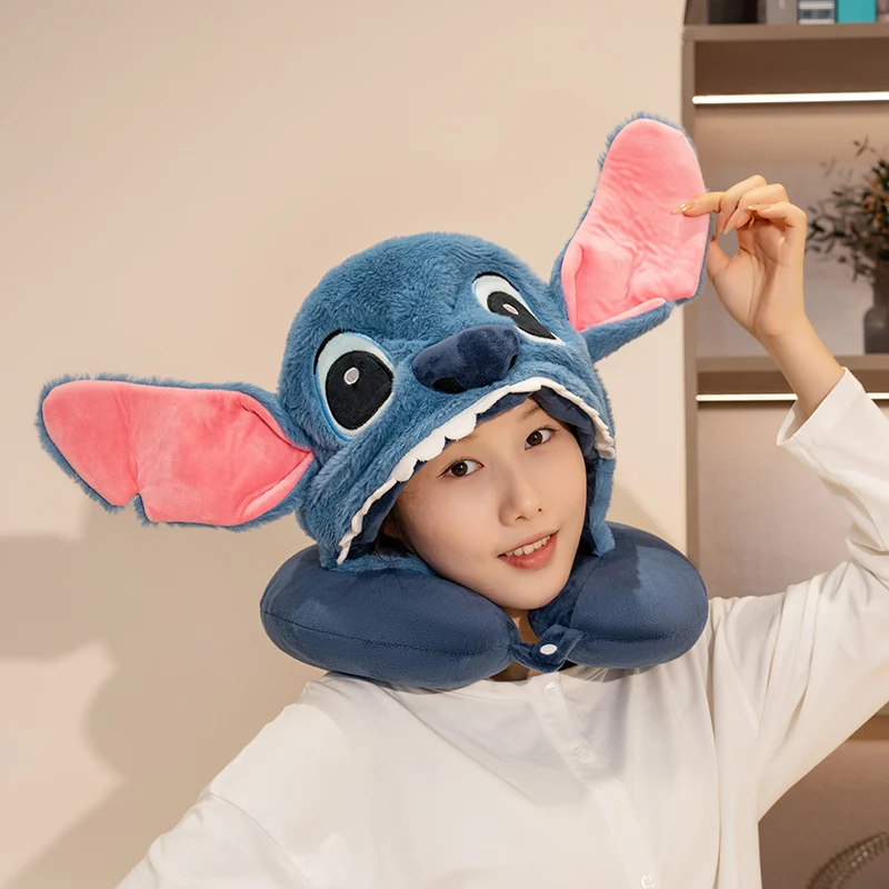 Disney Stitch poduszka w kształcie litery U nadziewane Anime Słoń Dumbo moja melodia przenośna poduszka do drzemki podróżna poduszka pod szyję dziewczyna prezent