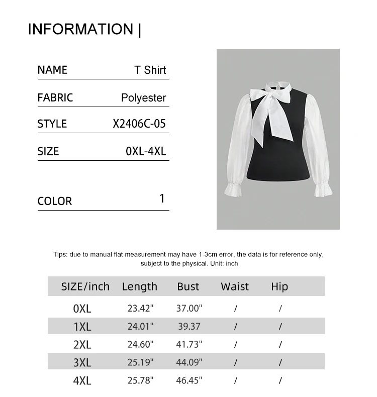 Plus Size Damen Elegant Kontrast Fliege Langarm A-Linie Büroarbeit Hemd Business Rosa Schwarz Braun Am besten für den Frühling – Detail 1
