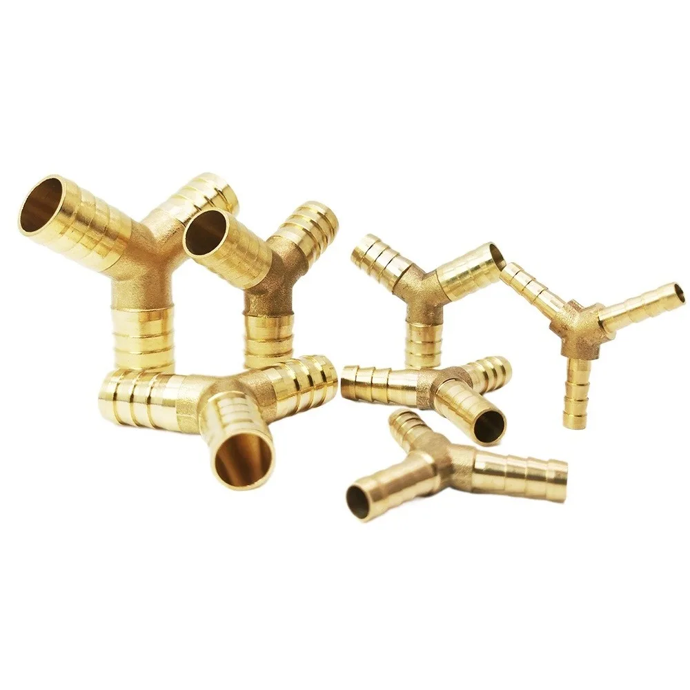 Equal Reducing 4 5 6 8 10 12 13 14 16 19 mm Hose Barb Y Shaped 3 Ways Brass Pipe Fitting Connector Splitter Coupler Home Garden