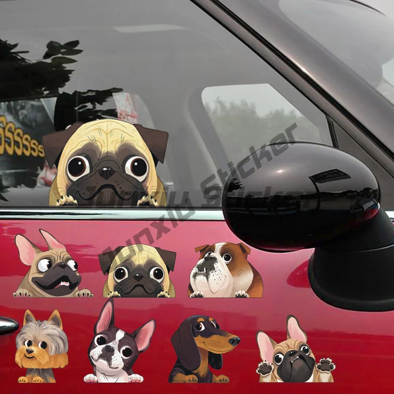

Наклейки на автомобиль: милые виниловые стикеры с собаками (бульдог, шар-pei, стаулинг), креативные наклейки для лобового стекла