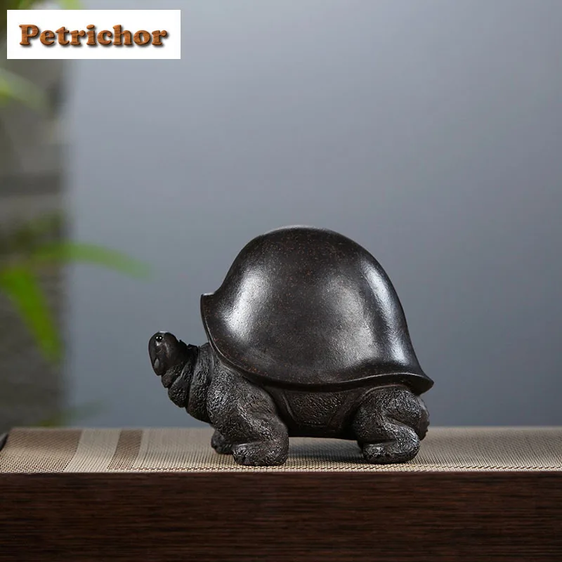Yixing Zisha Treasure Turtle Tea Pet Creative Lucky Model Tea Figurine Play Toys Tea Statue Ornaments Can Be Raised Cafes Gift