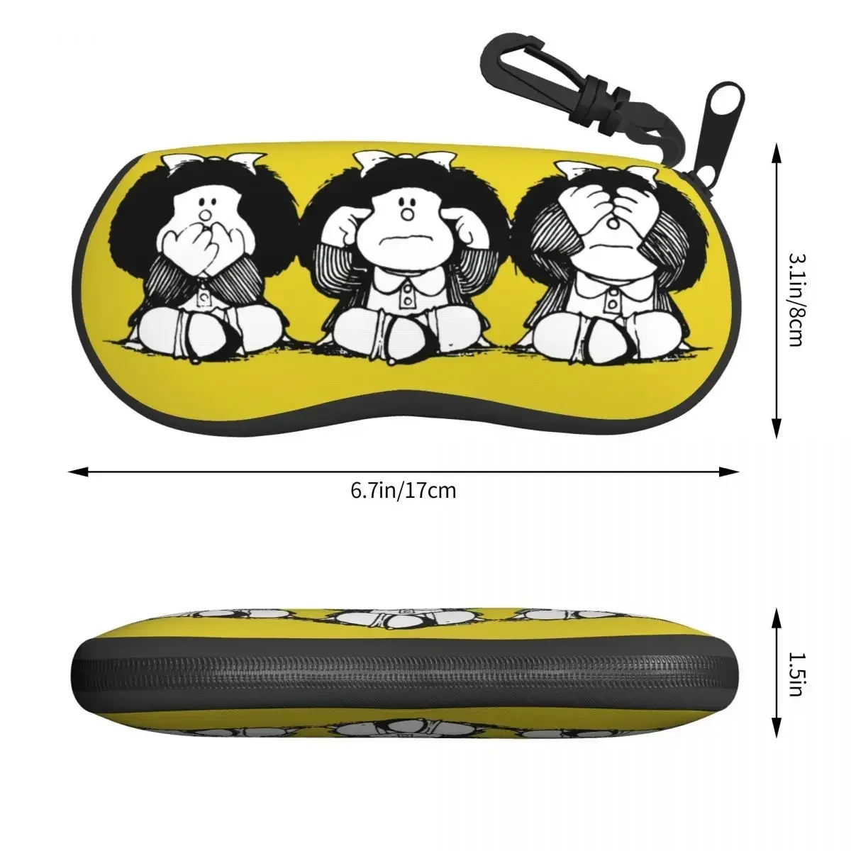 Custom Humor Mafaldas Quino Cartoon Manga Shell Glasses Case Unisex Cool Eyeglasses Case Sunglasses Protector Box